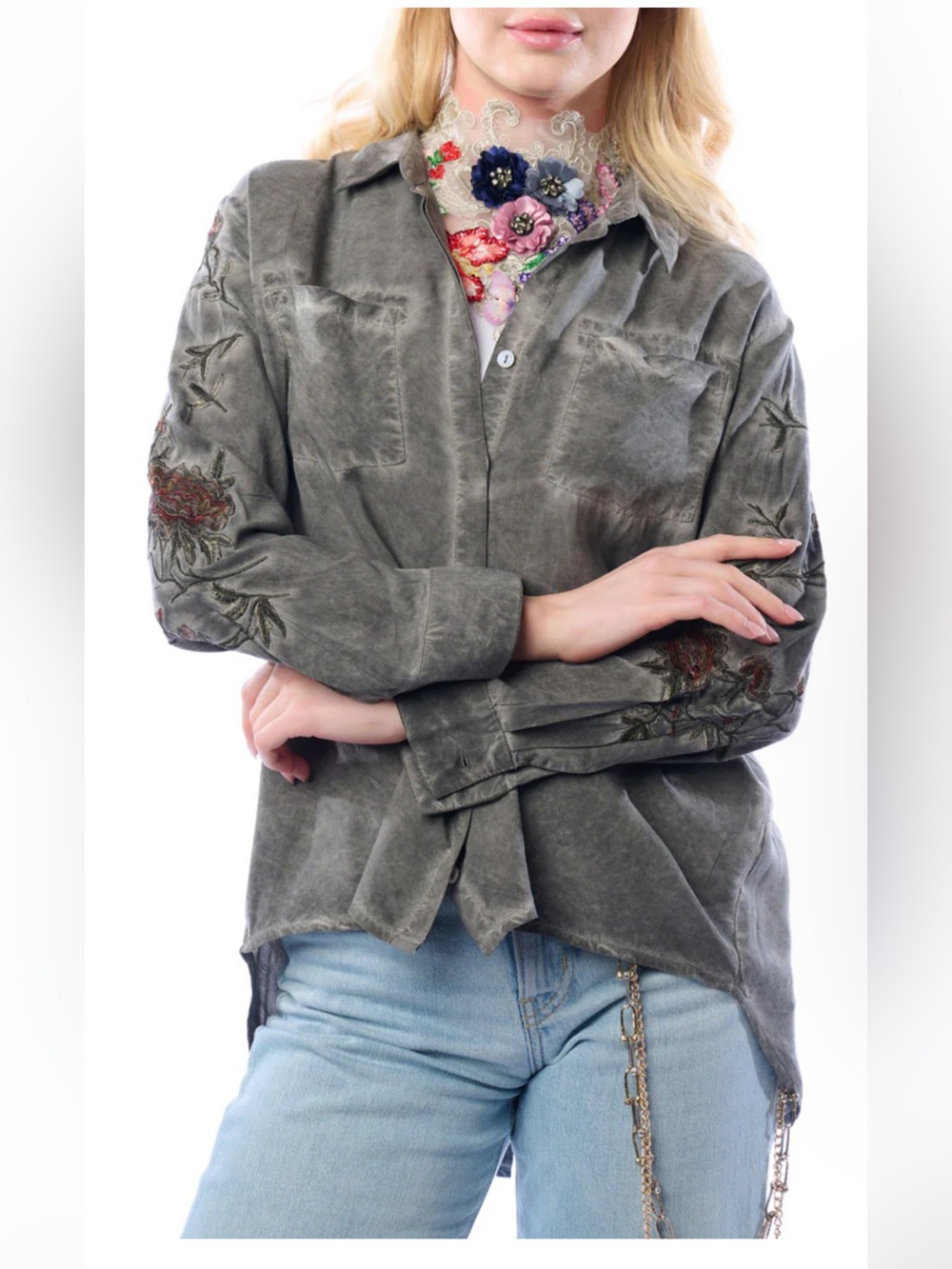 NWT Aratta Silent Journey- Kate Shirt- Charcoal Gray